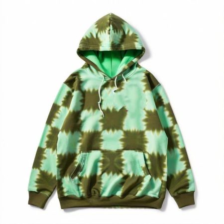 Thick warm plaid wool fleece hoodie